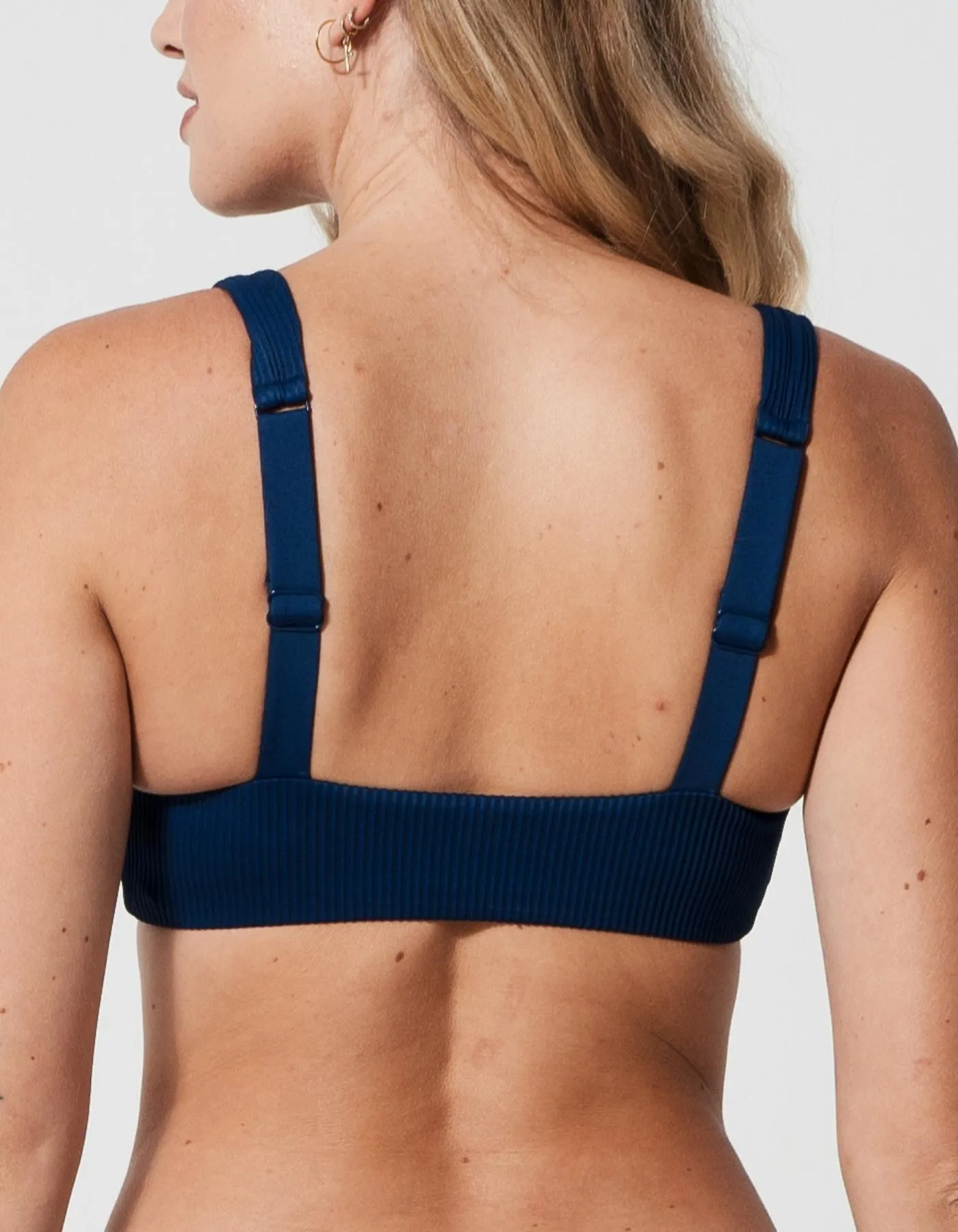 Nikoi Midnight Blue Ribbed Tank Bikini Top