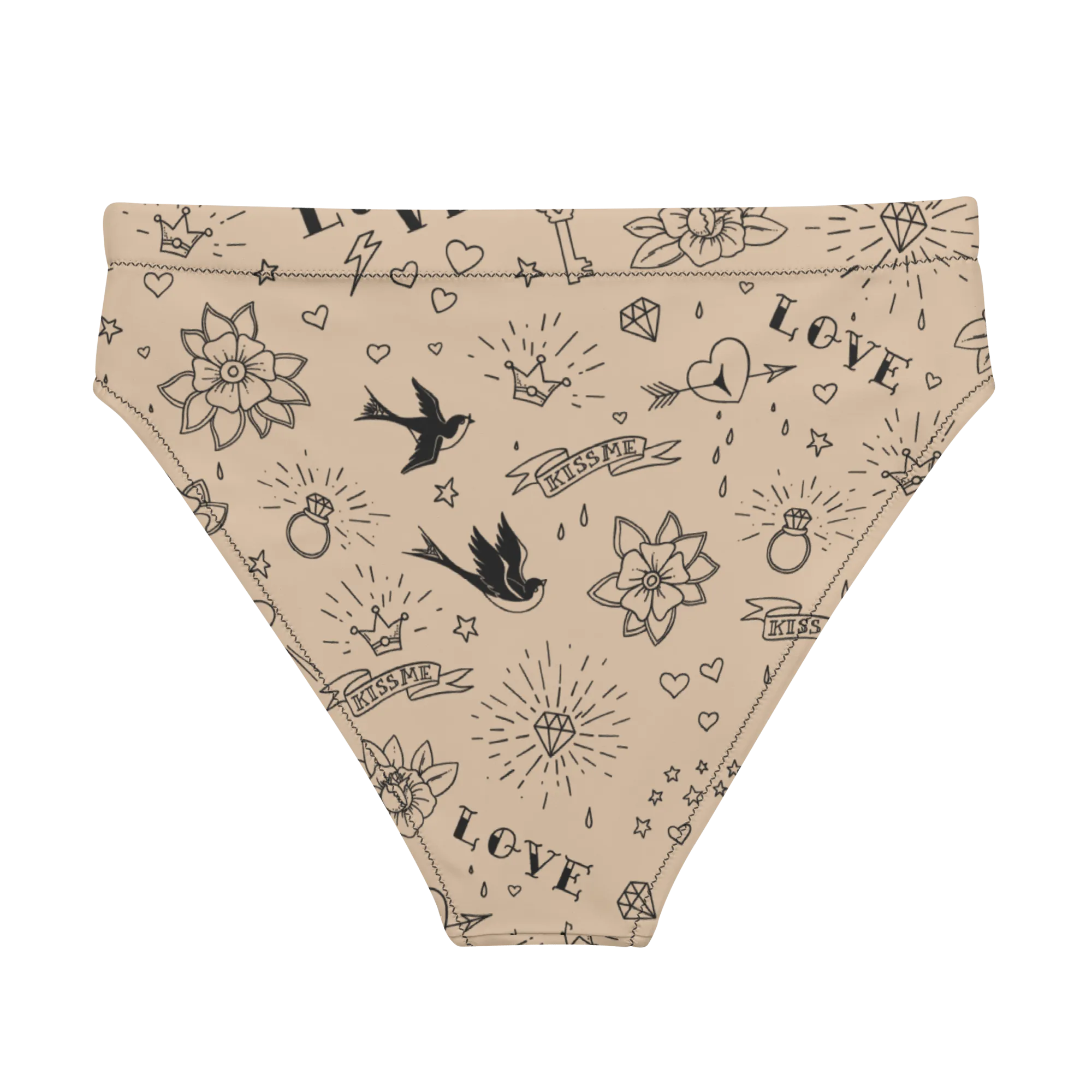 Nude Tattoo Sport High-Waisted Bikini Bottom