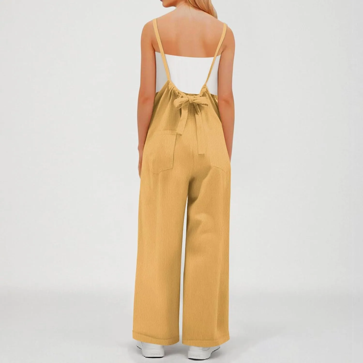 One Piece Jumpsuits for Women Casual Sleeveless Spaghetti Strap Rompers Summer Overalls Beach Vacation Outfits 2025