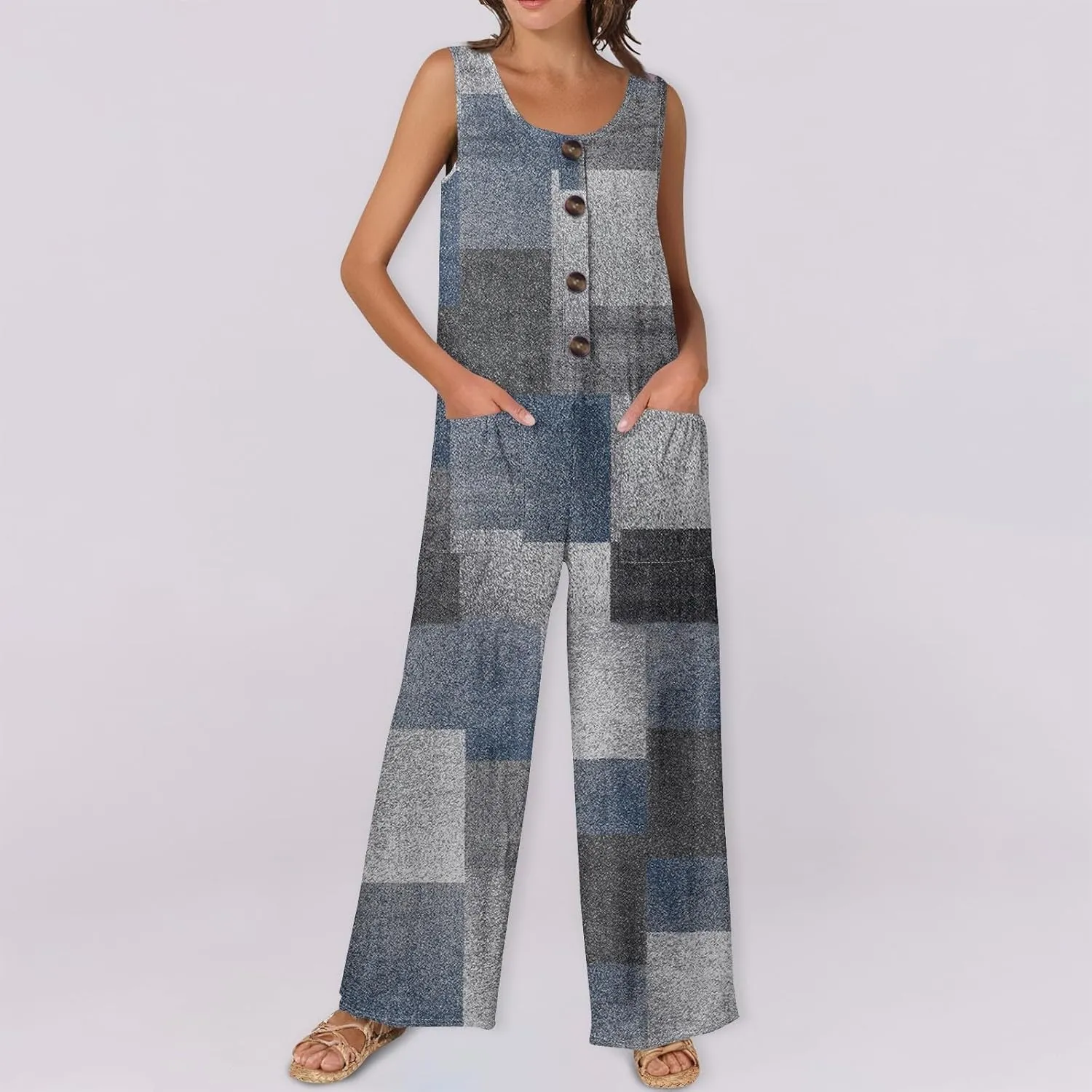 Overall Jumpsuit for Women Casual Wide Leg Baggy Dressy Rompers Boho Sleevelesss Straps Bib 2025 Summer One Piece