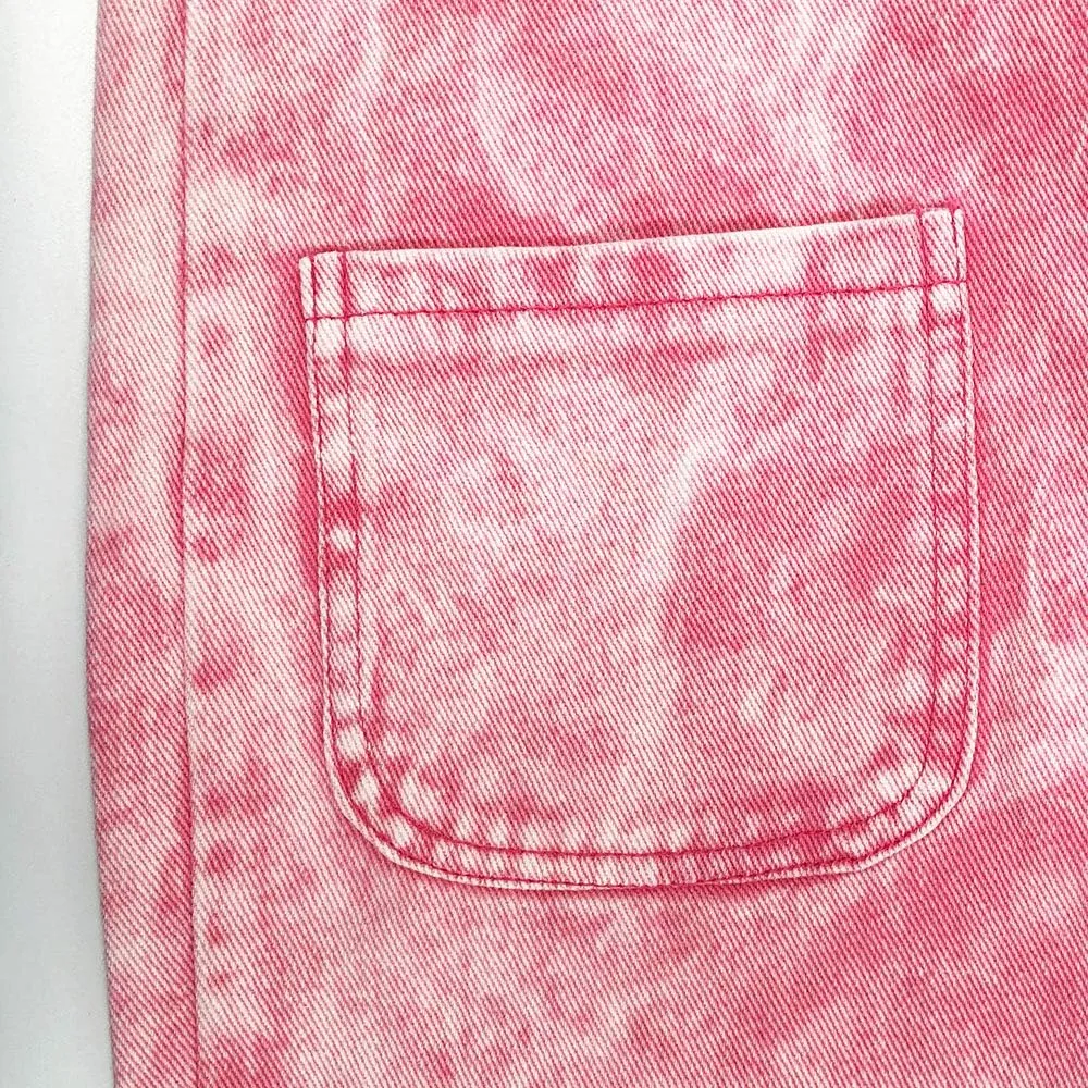 Peacolate 5-14Years Girls Pink Embroidered Denim Overalls Denim Jumpsuits & Rompers Big Girls Pants