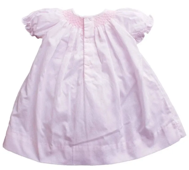Pink Smocked Day Dress with Blue Rosettes