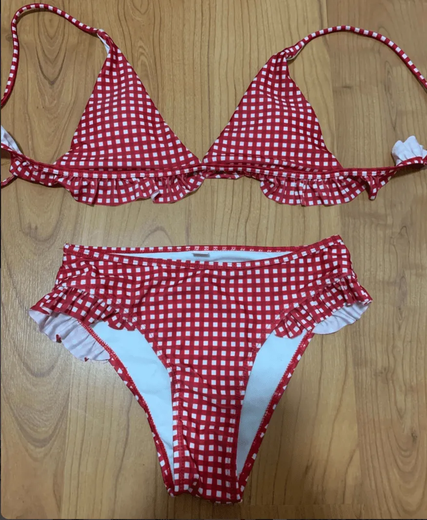 Plaid Ruffles Bikini Set