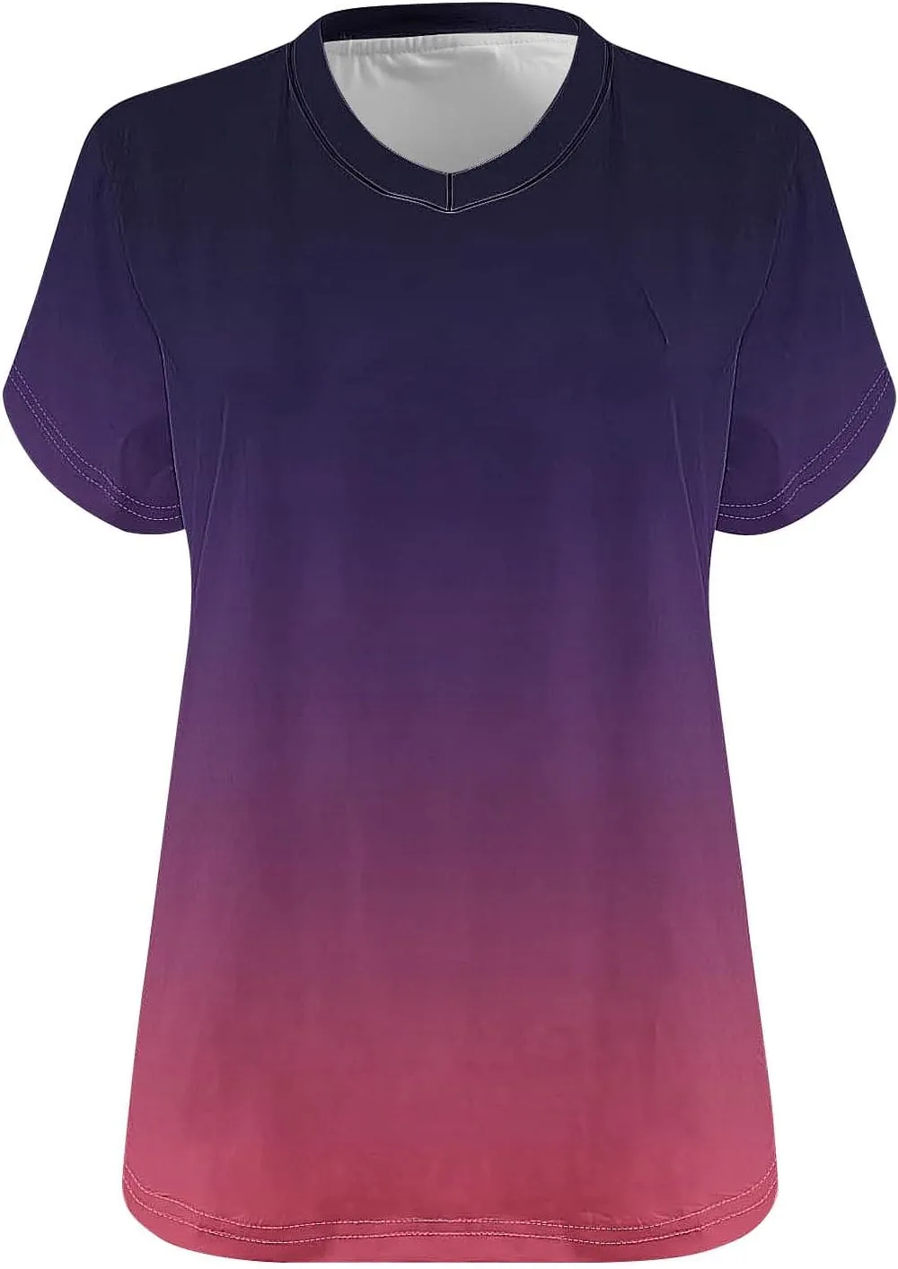 Plus Size Tops for Women Oversized Summer Basic V Neck Short Sleeve Henley Shirt 2025 Casual Gradient Tunic Blouse