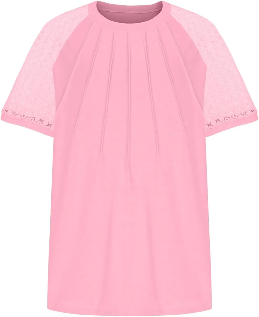 Plus Size Tops for Women Summer Lace Short Sleeve Crewneck Loose Casual Blouse Tunic T Shirts(1X-5X)