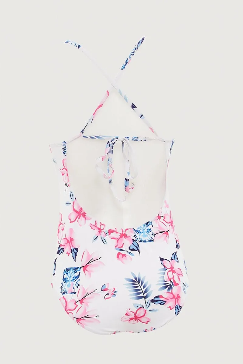 Print Cut Out One Piece Swimsuit