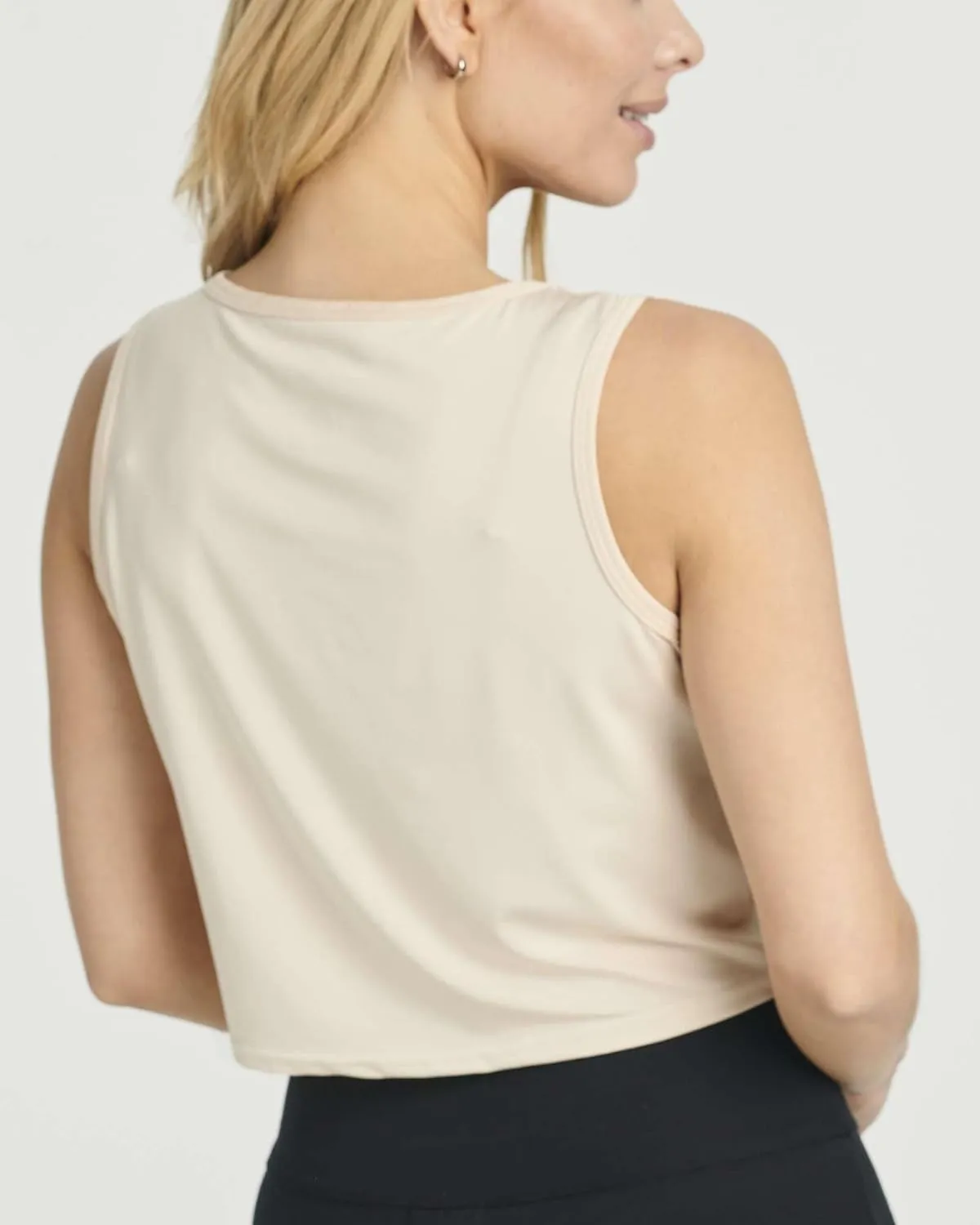 Real Essentials 5 Pack: Women's Dry-Fit Twist Front Knot Sleeveless Crop Tank Top - Dance Workout Athletic Yoga Cropped Top
