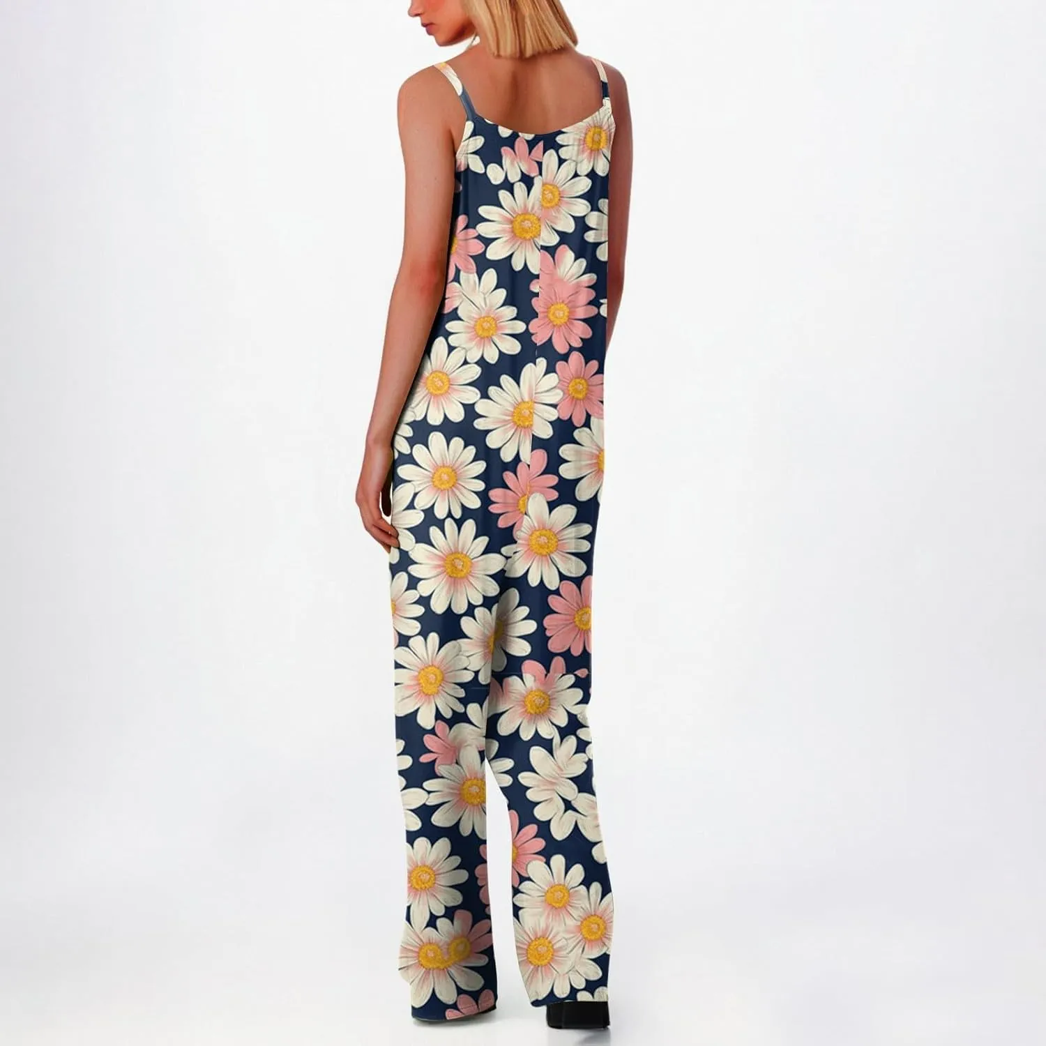 Rompers for Women 2025 Summer Casual Sleeveless Spaghetti Strap Jumpsuits Boho Wide Leg Long Trendy Overalls