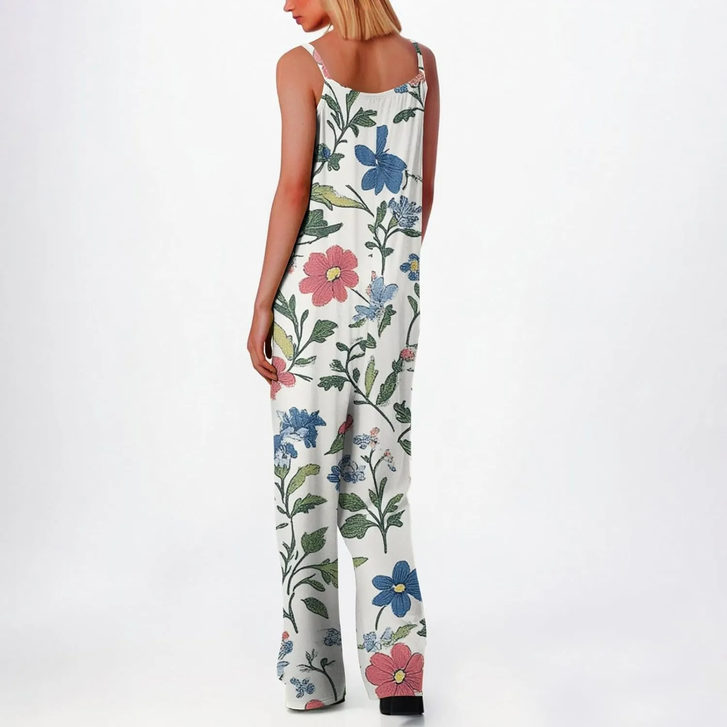 Rompers for Women 2025 Summer Casual Sleeveless Spaghetti Strap Jumpsuits Boho Wide Leg Long Trendy Overalls