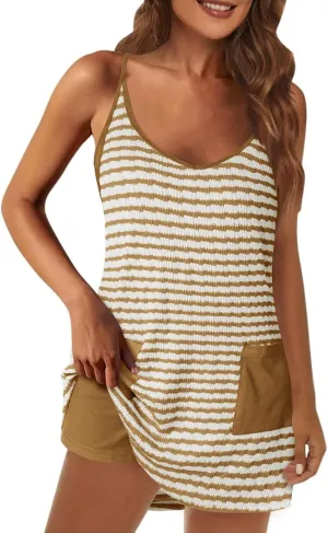 Rompers for Women 2025 Trendy Beach Vacation Clothes Loose Fitting Jumpsuit Sleeveless Casual Pajama Pocket Jumpsuits