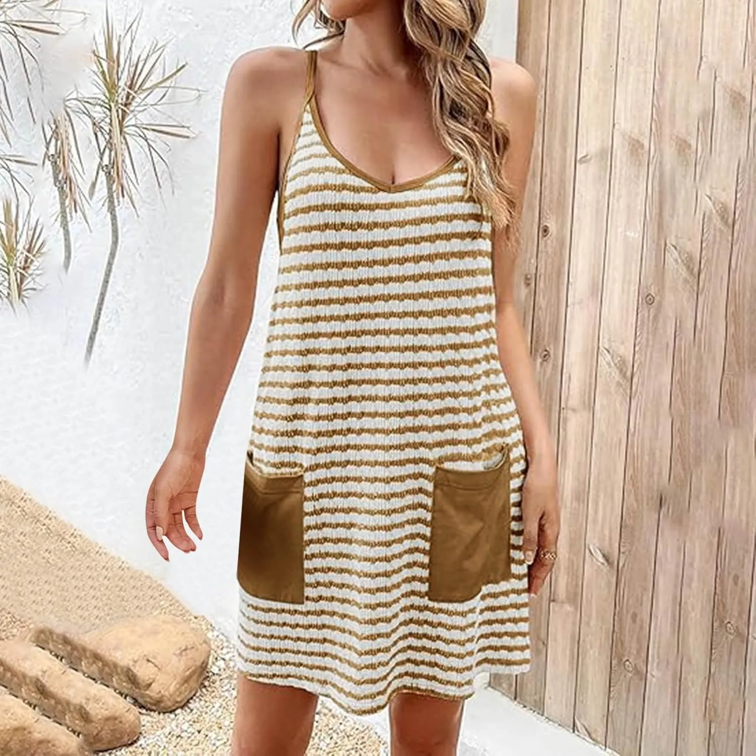 Rompers for Women 2025 Trendy Beach Vacation Clothes Loose Fitting Jumpsuit Sleeveless Casual Pajama Pocket Jumpsuits
