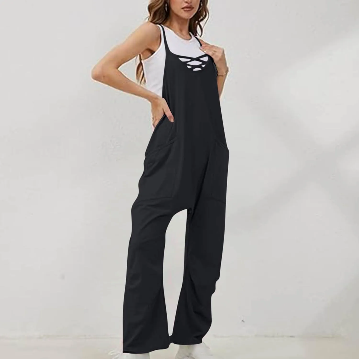 Rompers for Women Casual Summer Outfits Spaghetti Strap Jumpsuits Comfy Beach Vacation Trendy Overalls
