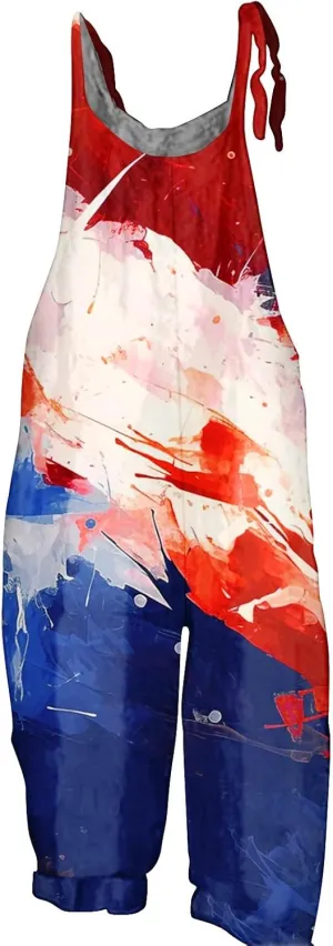 Rompers For Women Summer Red And White 4Th Of July Jumpsuit Sleeveless Usa Oversized Fit Vacation Outfits Overalls