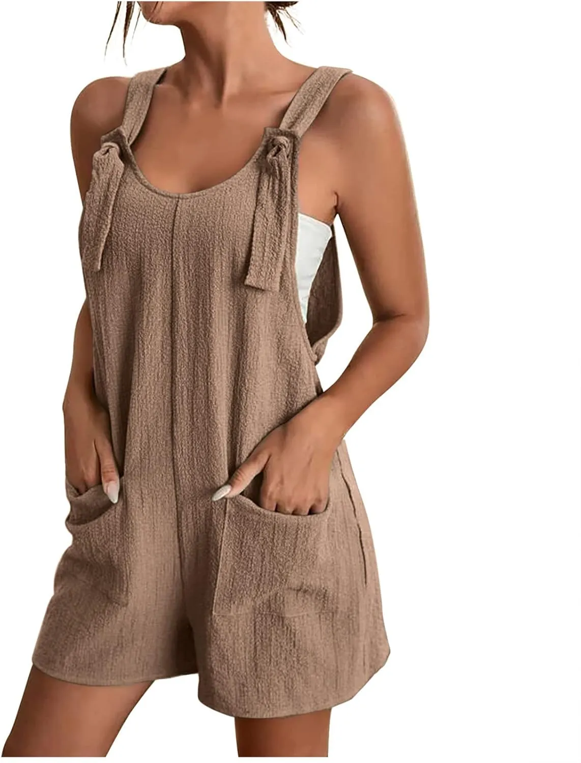 Rompers for Women Summer Short Jumpsuits Overalls Dressy Casual Sleeveless Boho Suspenders Jumpsuit with Pocket