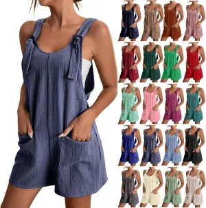 Rompers for Women Summer Short Jumpsuits Overalls Dressy Casual Sleeveless Boho Suspenders Jumpsuit with Pocket