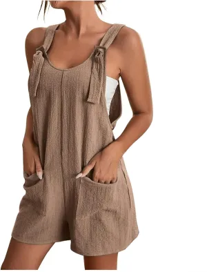 Rompers for Women Summer Short Jumpsuits Overalls Dressy Casual Sleeveless Boho Suspenders Jumpsuit with Pocket