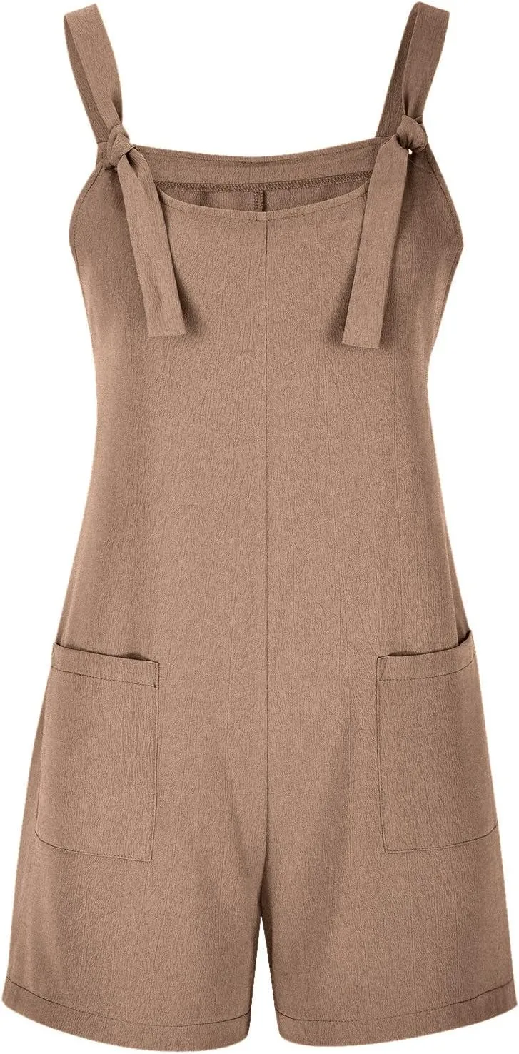 Rompers for Women Summer Short Jumpsuits Overalls Dressy Casual Sleeveless Boho Suspenders Jumpsuit with Pocket
