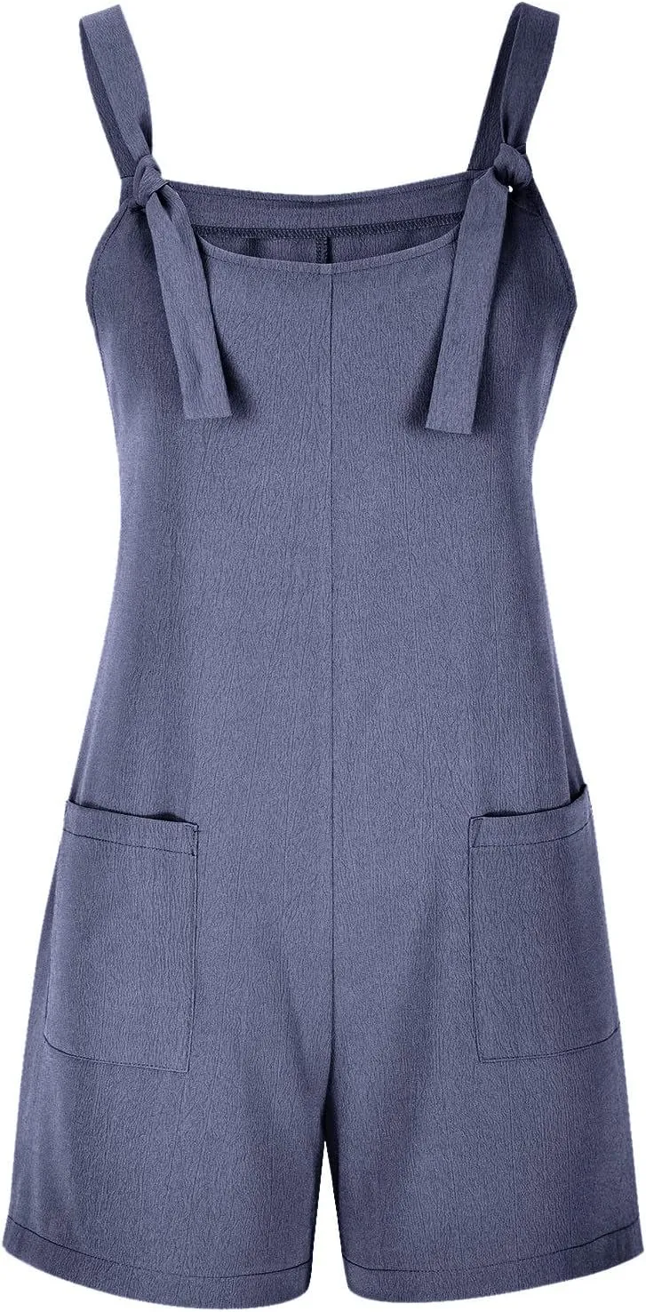 Rompers for Women Summer Short Jumpsuits Overalls Dressy Casual Sleeveless Boho Suspenders Jumpsuit with Pocket