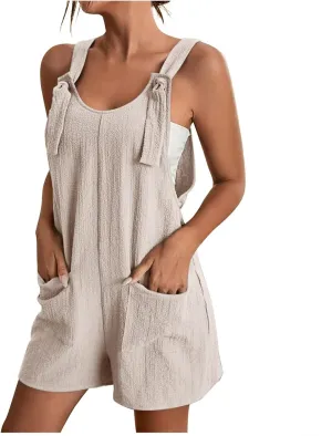 Rompers for Women Summer Short Jumpsuits Overalls Dressy Casual Sleeveless Boho Suspenders Jumpsuit with Pocket