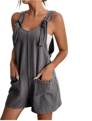 Rompers for Women Summer Short Jumpsuits Overalls Dressy Casual Sleeveless Boho Suspenders Jumpsuit with Pocket