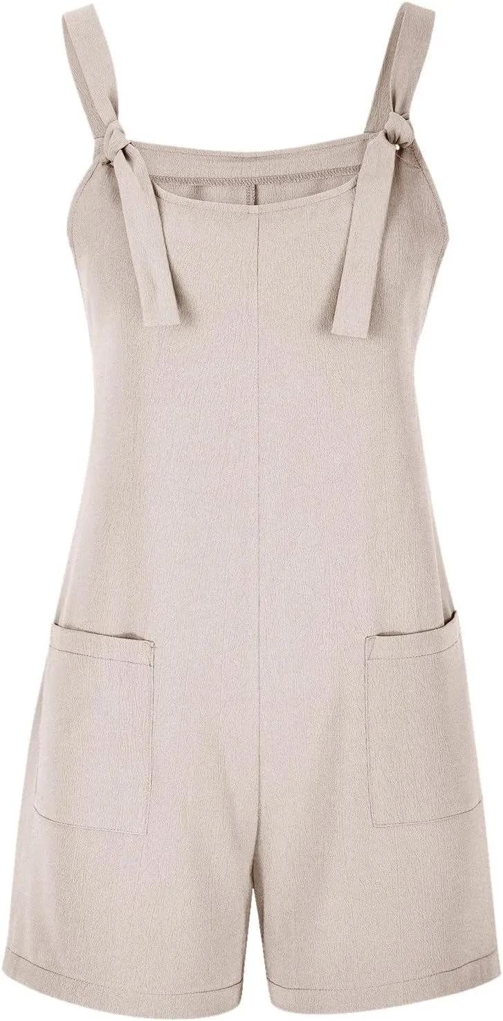 Rompers for Women Summer Short Jumpsuits Overalls Dressy Casual Sleeveless Boho Suspenders Jumpsuit with Pocket