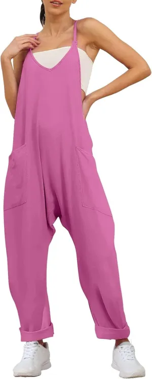 Rvidbe Beach Vacation Fashion Outfits 2023 Casual Jumpsuits for Women Trendy Spring Summer Clothes Rompers Loose Overalls Jumpers Pink Jumpsuits for Women Workout Jumpsuits for Women