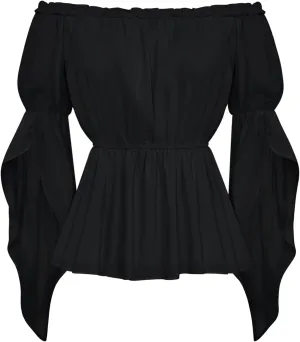 Scarlet Darkness Renaissance Shirt Women Trumpet Sleeve Peasant Blouse Pirate Tops