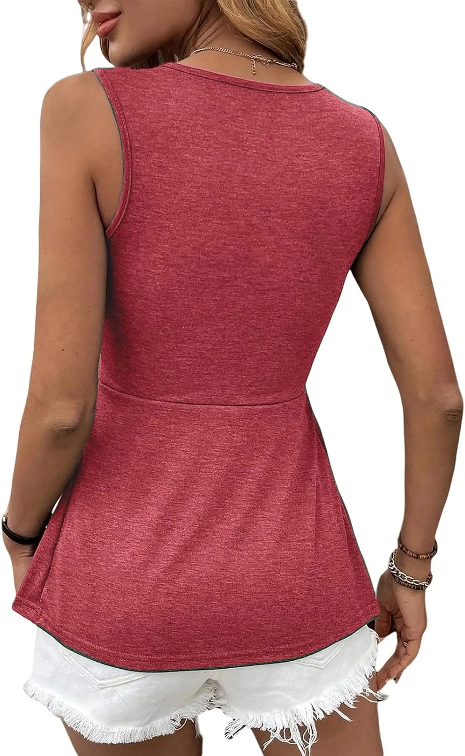 Sexy Tops for Women Twist Front V Neck Tank Tops Summer Sleeveless Peplum Wrap Top Fashion Slim Fit Shirts Clothes