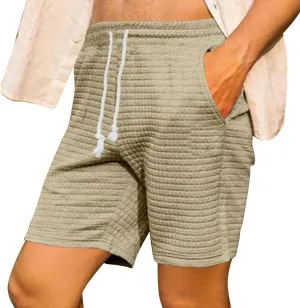 Shorts for Mens Fall Summer Color Block Loose Fit Sport Athletic Beach Hawaiian Ruched Crochet Shorts Mens 2025