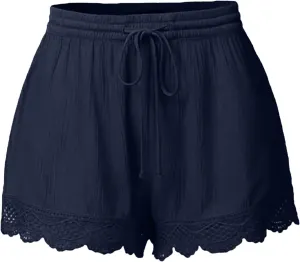 Shorts for Women Trendy 2024 High Waisted Drawstring Lace Hem Wide Leg Shorts Plus Size Loose Fit Casual Summer Shorts