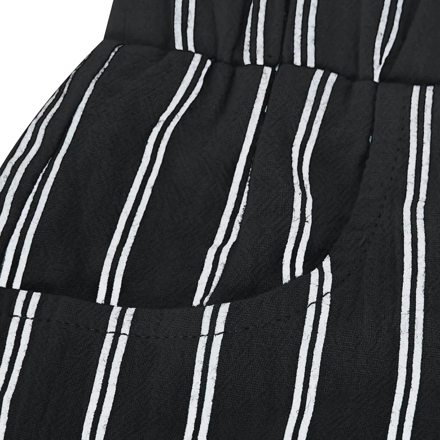 Sinzelimin Women's Capris Pants Fashion Striped Straight Wide Leg Trousers with Pocket, Ladies Sport Casual Cropped Sweatpant
