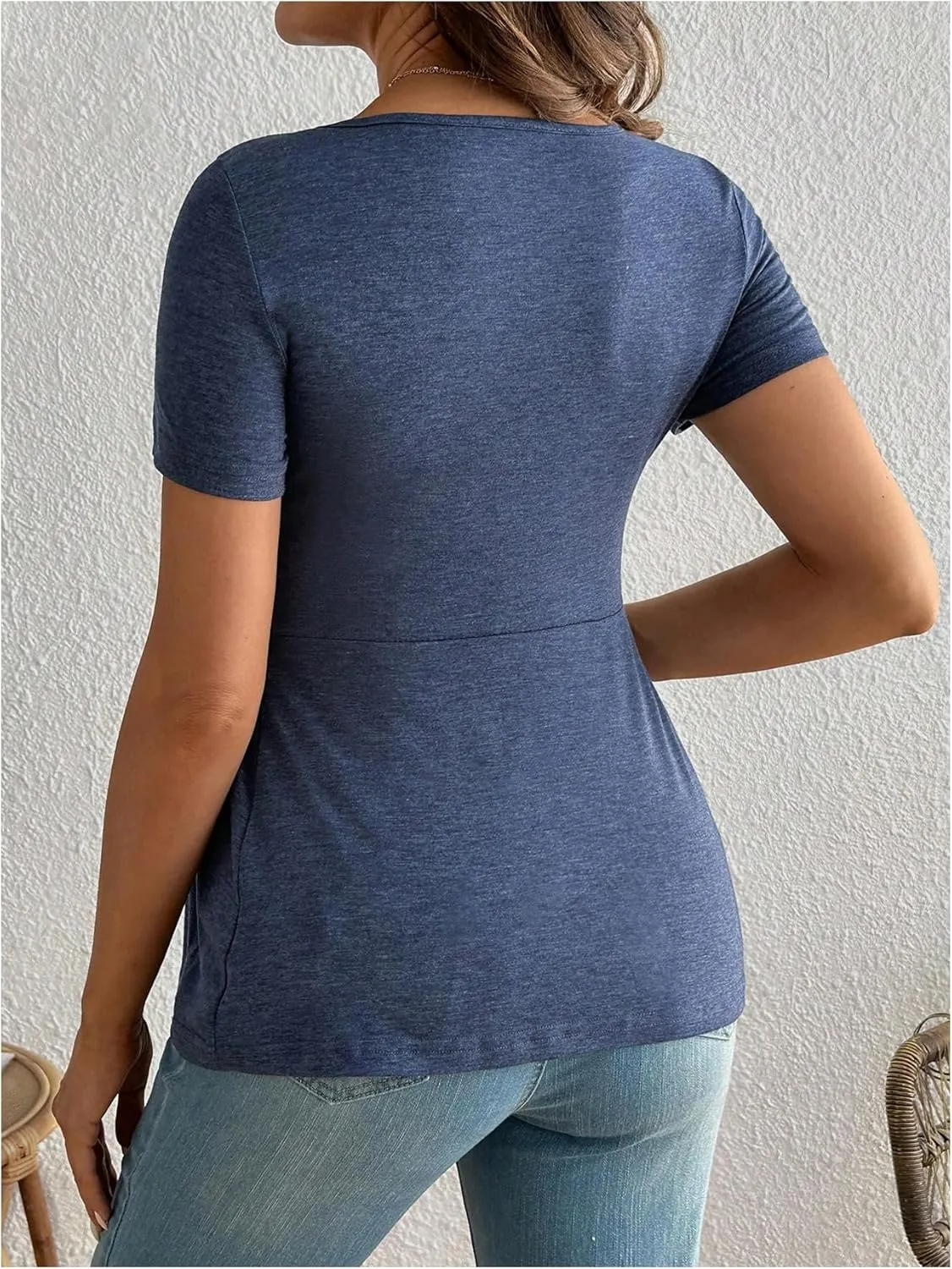 SOLY HUX Women's Maternity T Shirts Twist Front V Neck Short Sleeve Tee Summer Tops