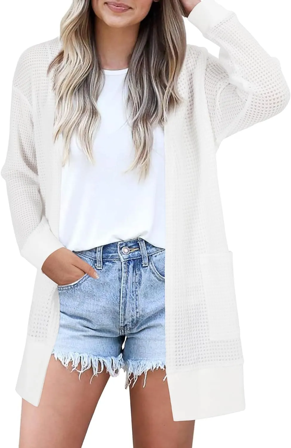 STYLEWORD Women's Fashion Cardigan Sweater Lightweight Open Front Long Casual Beach Kimonos Outfits with Pockets