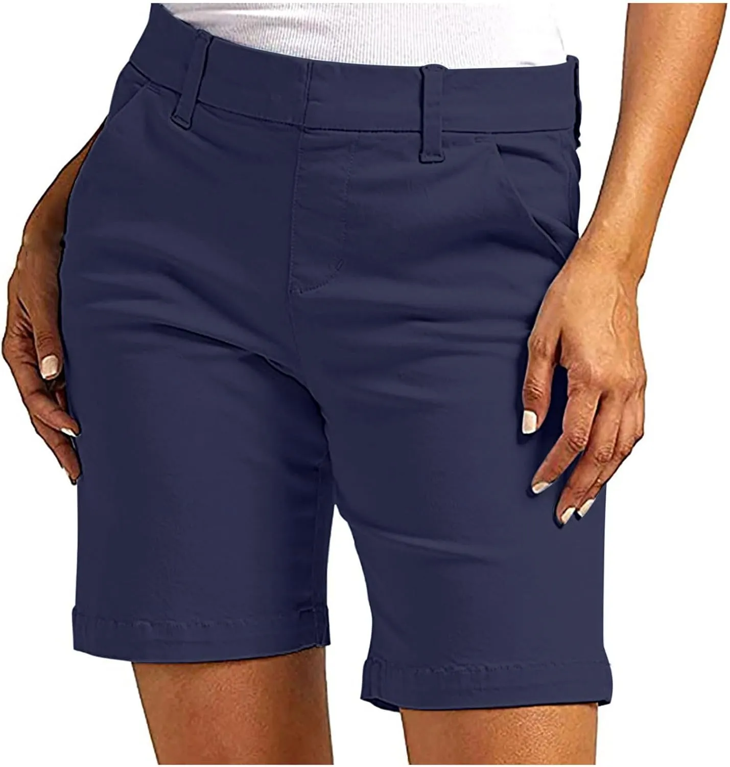 Summer Bermuda Shorts for Women 2025 Casual Stretchy Dressy Short Pants High Waisted Lounge Shorts with Pockets