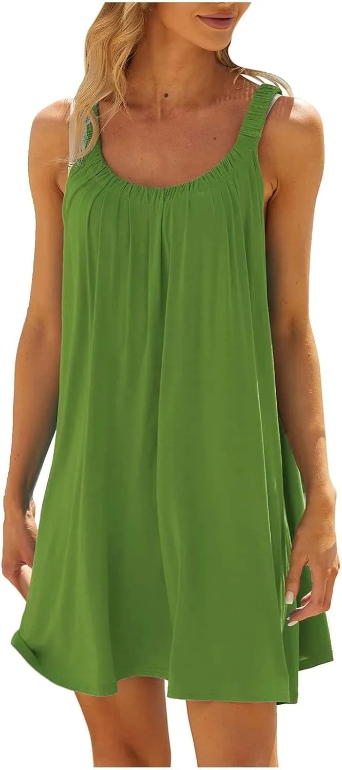 Summer Dresses for Women 2025 Trendy Sleeveless Beach Vacation Sundresses Swimsuit Coverup Casual Dresses Beachwear