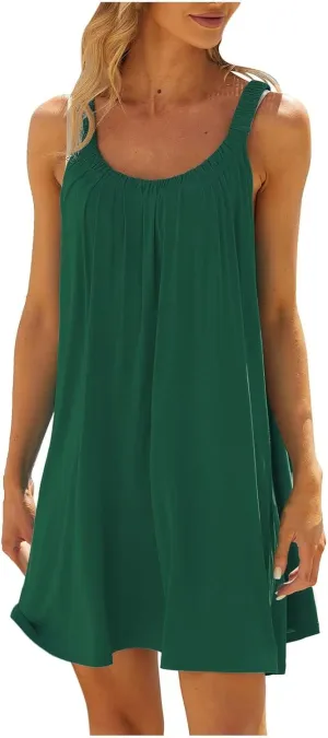 Summer Dresses for Women 2025 Trendy Sleeveless Beach Vacation Sundresses Swimsuit Coverup Casual Dresses Beachwear