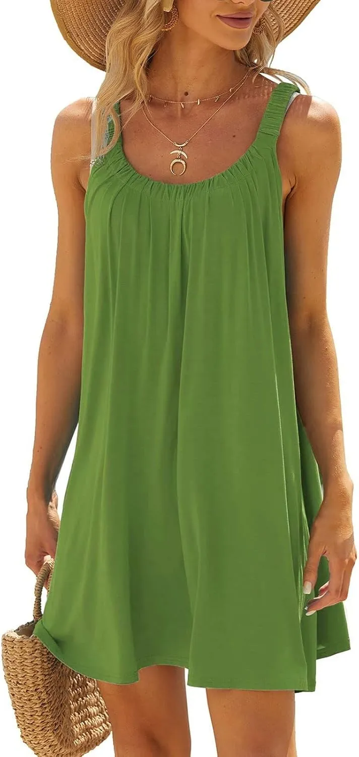 Summer Dresses for Women 2025 Trendy Sleeveless Beach Vacation Sundresses Swimsuit Coverup Casual Dresses Beachwear
