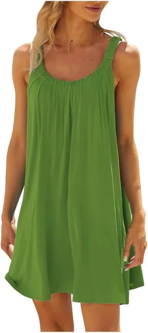 Summer Dresses for Women 2025 Trendy Sleeveless Beach Vacation Sundresses Swimsuit Coverup Casual Dresses Beachwear
