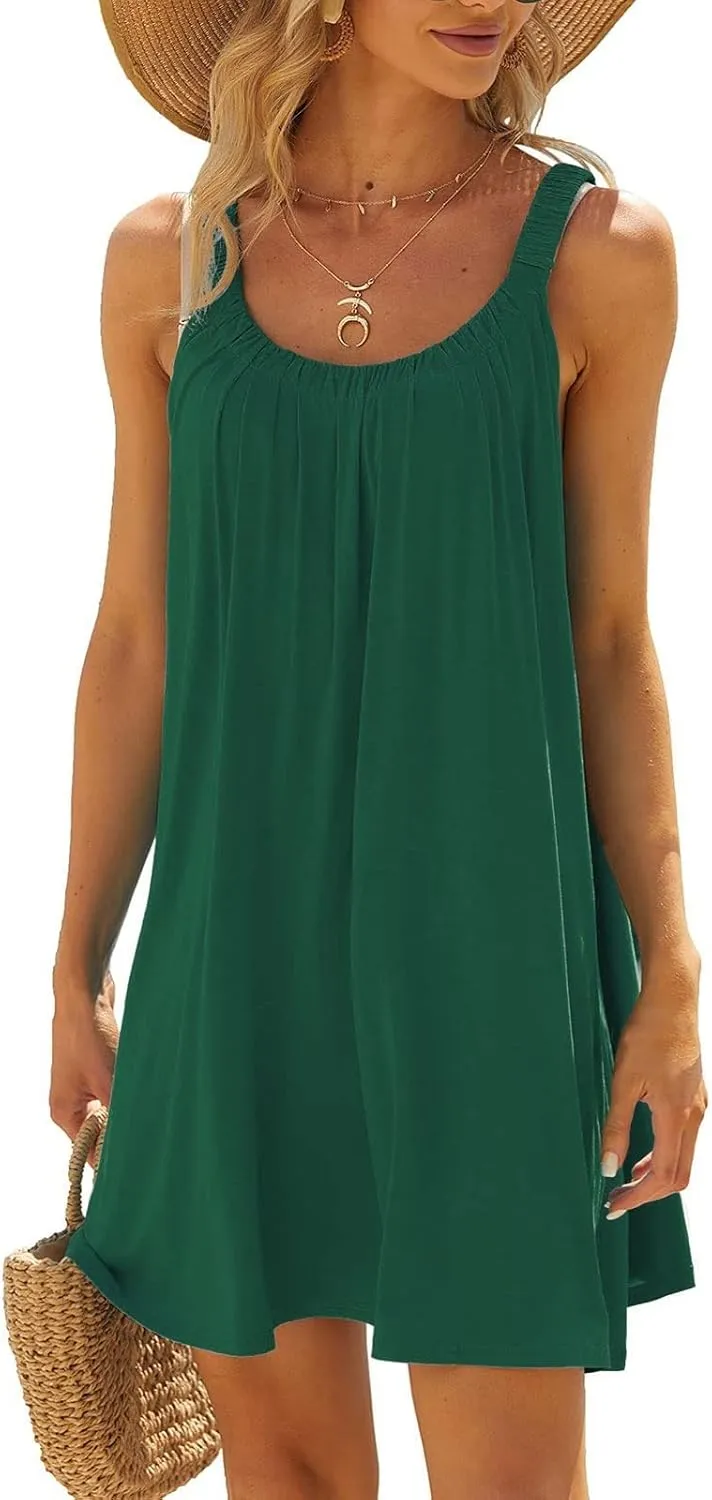Summer Dresses for Women 2025 Trendy Sleeveless Beach Vacation Sundresses Swimsuit Coverup Casual Dresses Beachwear