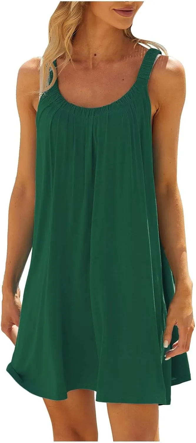 Summer Dresses for Women 2025 Trendy Sleeveless Beach Vacation Sundresses Swimsuit Coverup Casual Dresses Beachwear