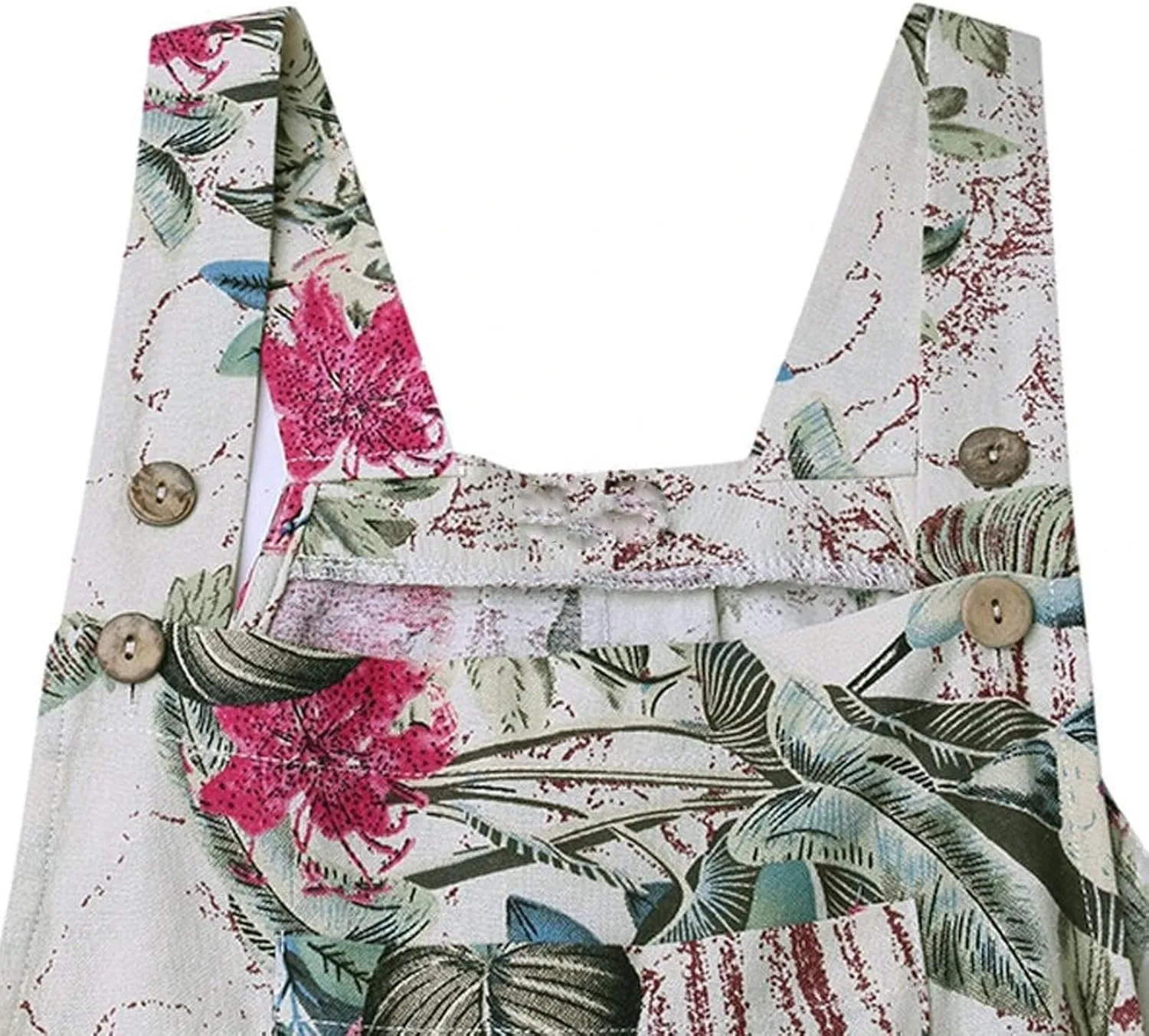 Summer Jumpsuit for Women,Boho Spaghetti Strap Overalls Retro Ethnic Style Rompers Loose Jumpsuits with Pockets