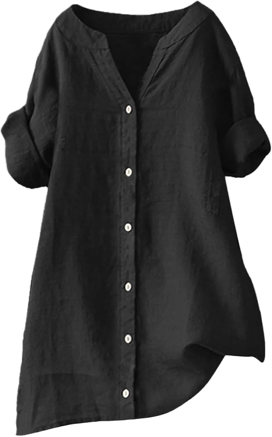 Summer Linen Work Tops for Women 2025 Trendy Button Down Plus Size V Neck Boho Clothes Spring Tops for Women