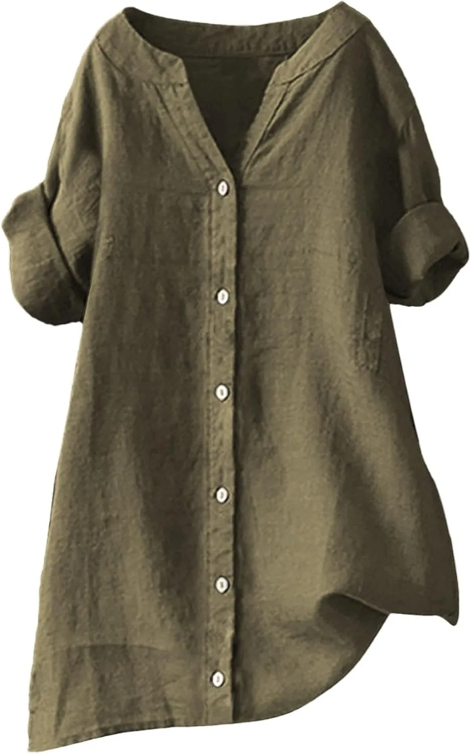 Summer Linen Work Tops for Women 2025 Trendy Button Down Plus Size V Neck Boho Clothes Spring Tops for Women