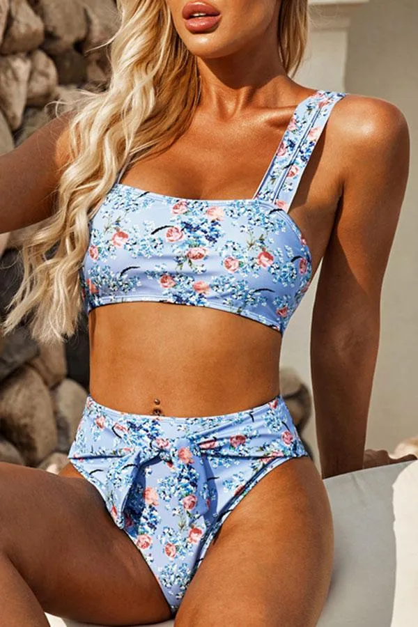Sweet High Waist Floral Print Bikini
