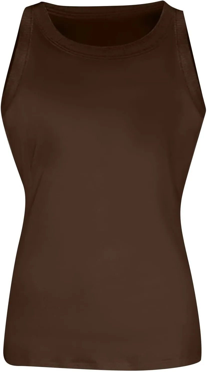 Tank Top for Women Sleeveless Solid Color T Shirts Crewneck Summer Basic Tee Slim Fit Tight Y2k Crop Tops