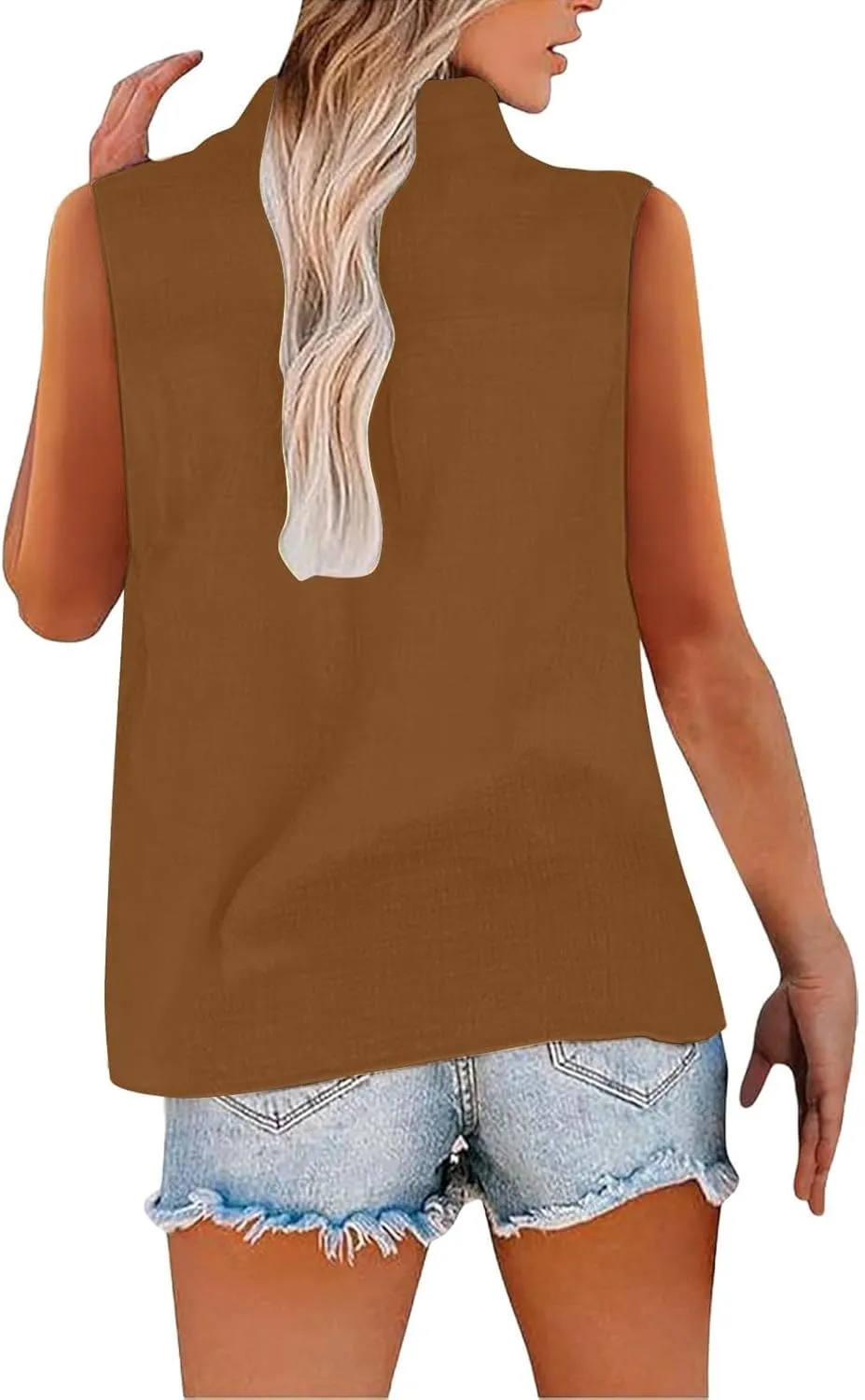 TARIENDY Tank Top for Women Loose Fit V Neck Sleeveless Shirts Trendy 2025 Button Down Beach Vacation Outfits with Pocket