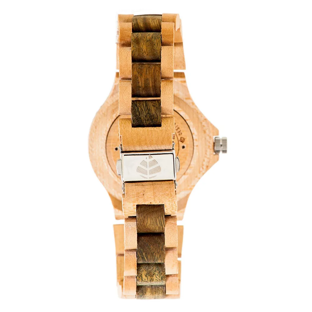 Tense Mens Sports Wood Case and Bracelet Brown Dial Two-tone Watch - G4100MG