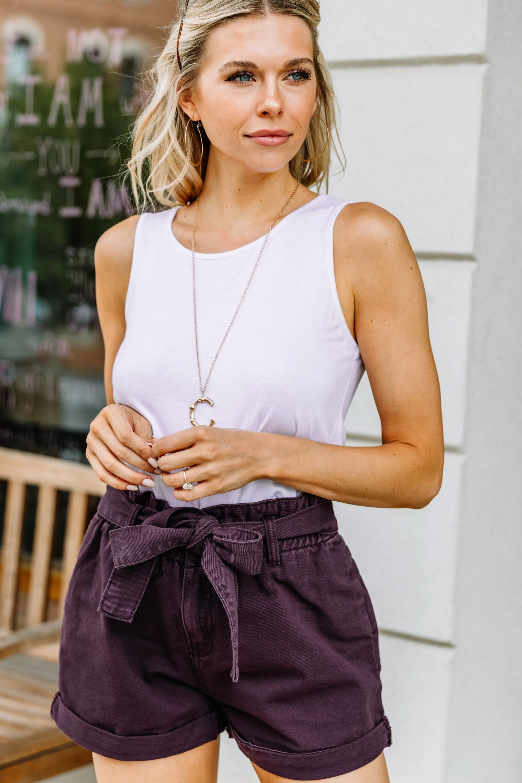 This Is The Truth Plum Purple Paperbag Shorts