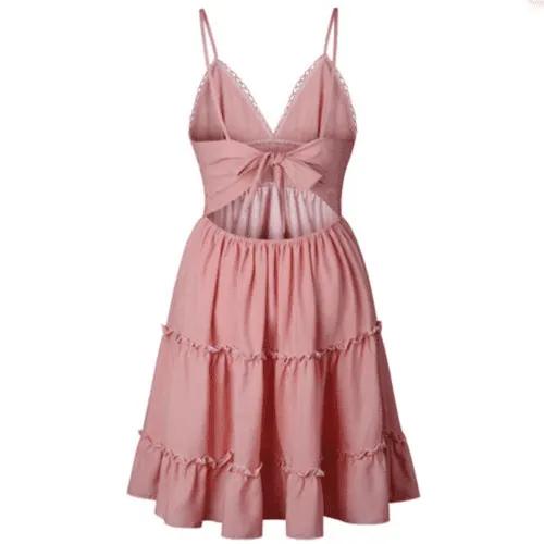 Tie-Back Ruffle Mini Dress