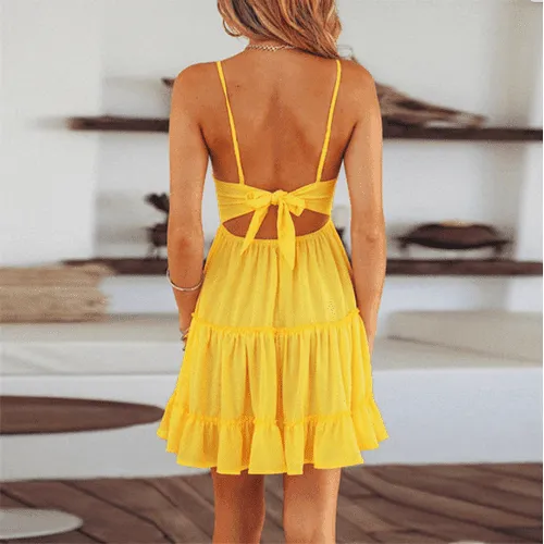 Tie-Back Ruffle Mini Dress